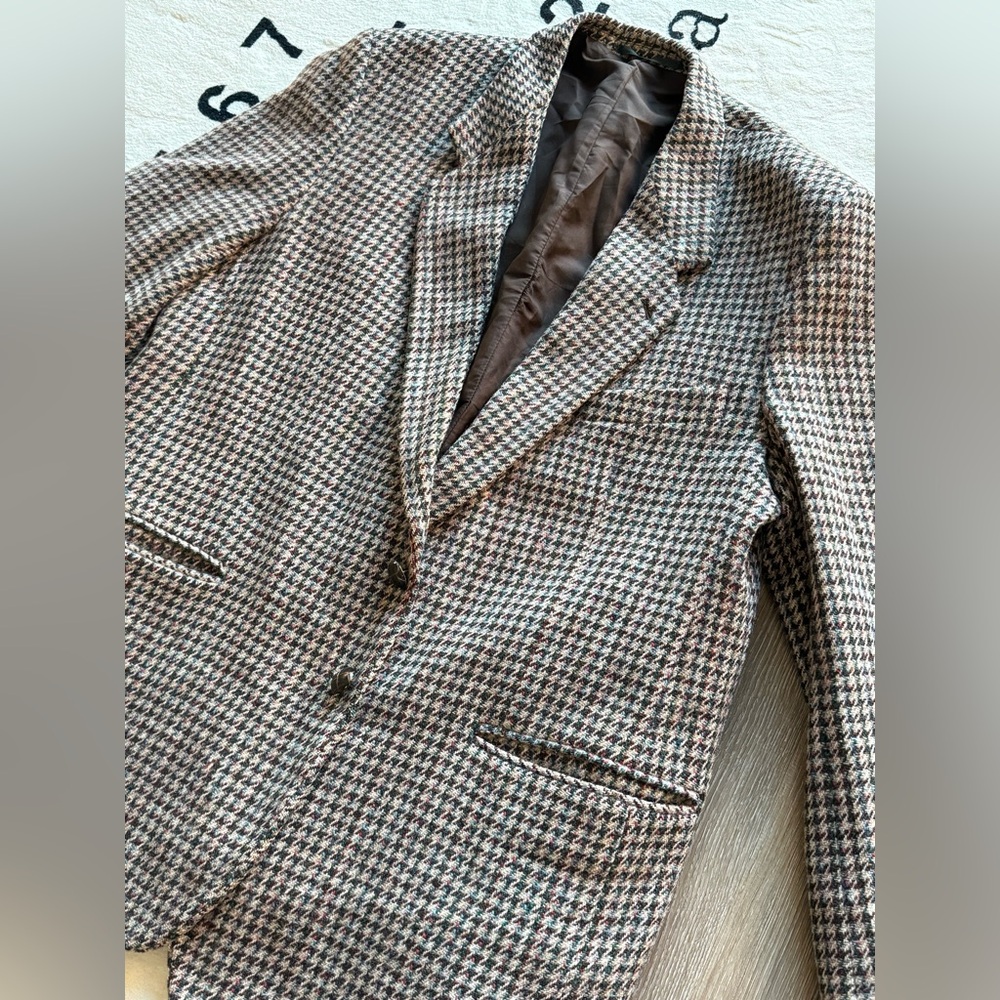 Vintage Dunn & Co. Harris Tweed Wool Houndstooth Blazer Handwoven
